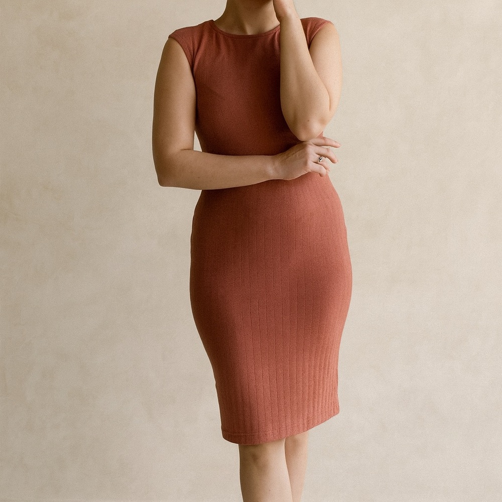 Wolford Pink and Grey Bodycon Crew Neck Dress Size 12